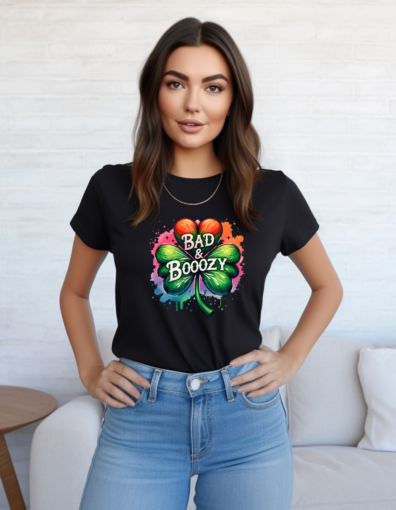 Bad & Boozy Shamrock - Adult T-Shirt