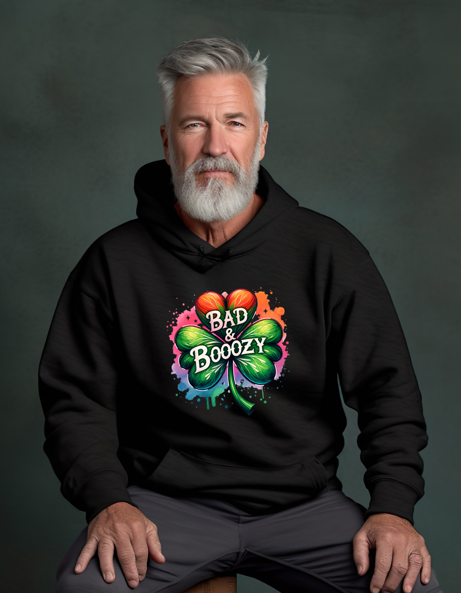 Bad & Boozy Shamrock - Adult Hoodie