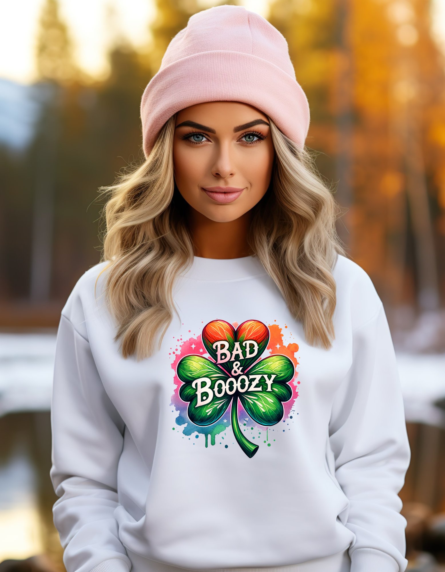 Bad & Boozy Shamrock - Adult Crewneck