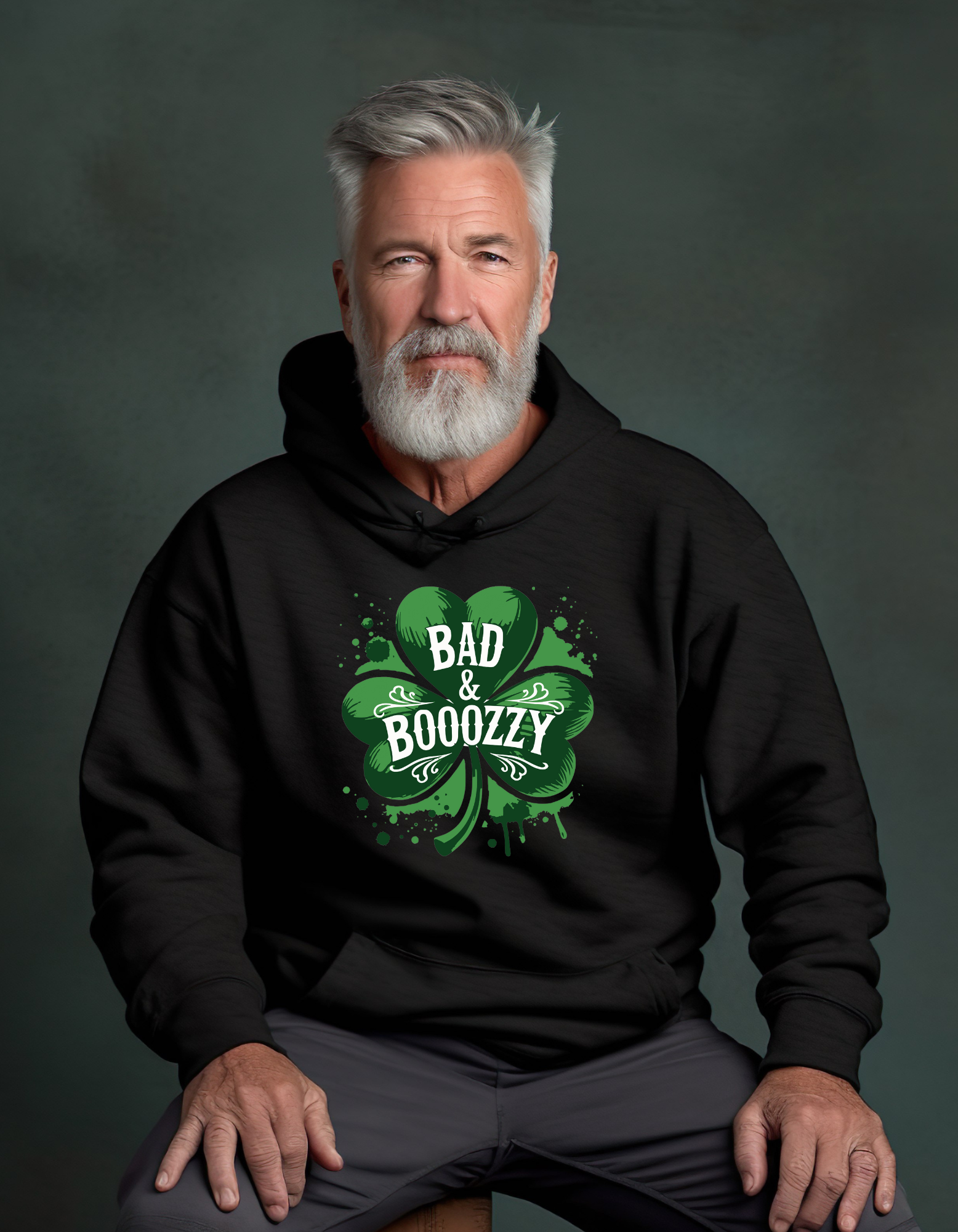 Bad & Boozy Green Shamrock - Adult Hoodie