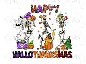 Happy Hallothanksmas Skeleton - DTF Transfer