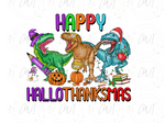 Load image into Gallery viewer, Dino Hallothanksmas - DTF Transfer
