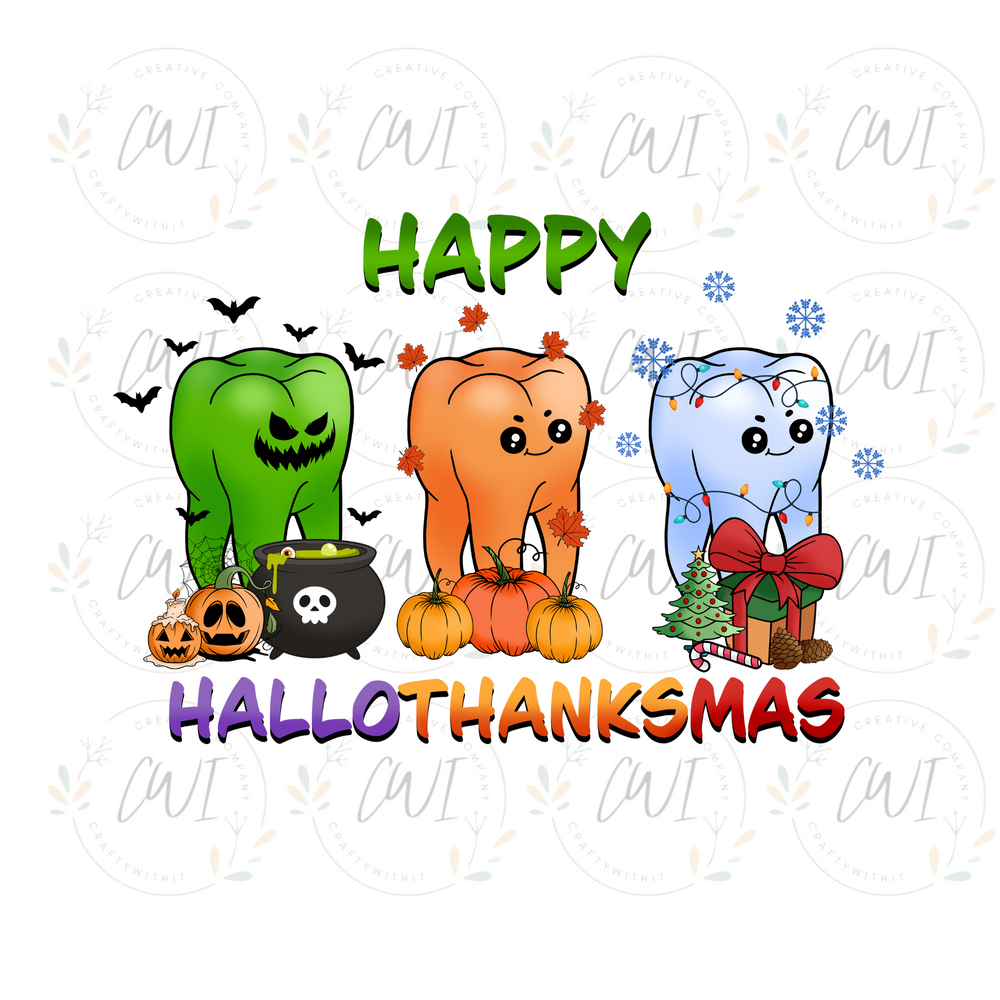 Happy Hallothanksmas Dental - DTF Transfer