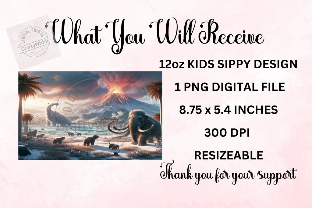 Ice Age Dinosaur's 12oz - Kids Sippy Digital Download