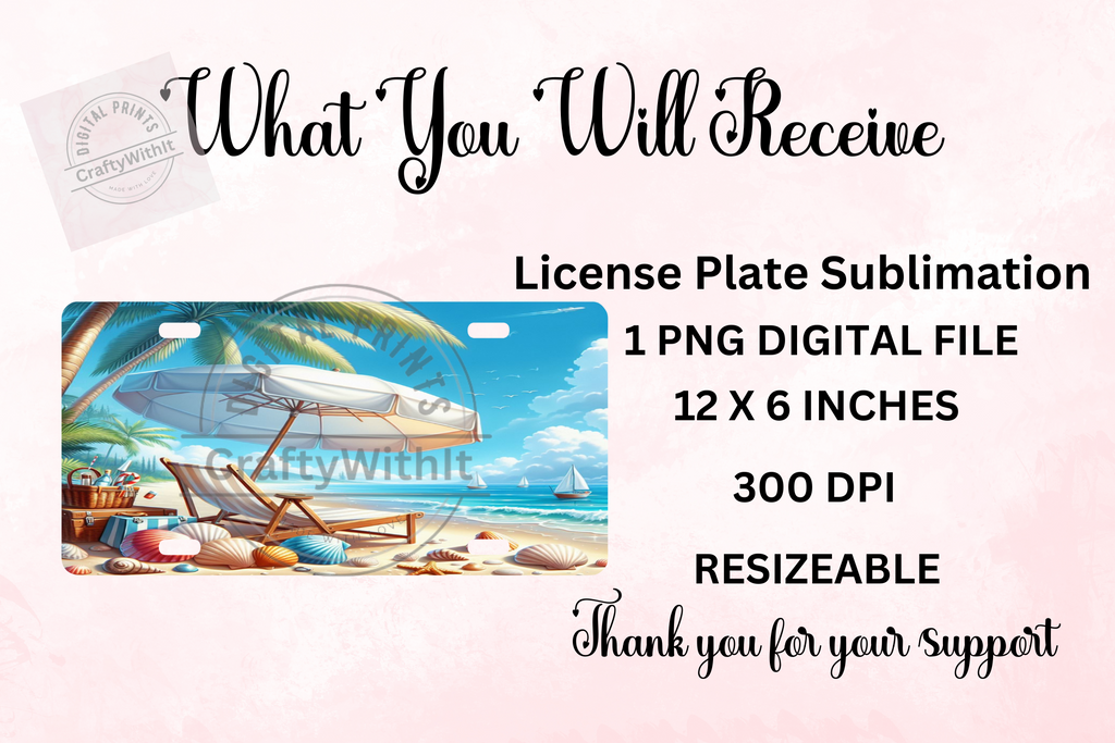 Beach 1 - License Plate Digital Download