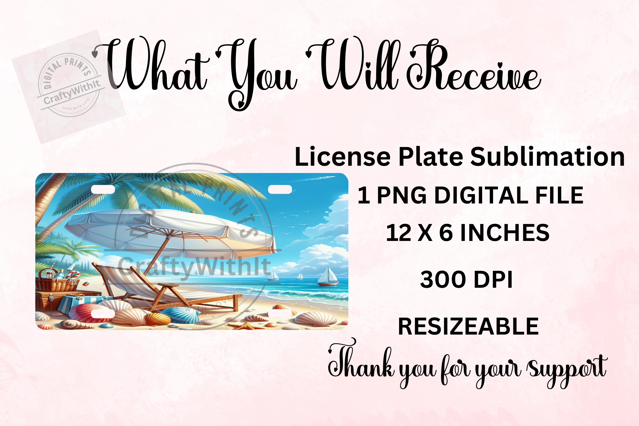 Beach 1 - License Plate Digital Download