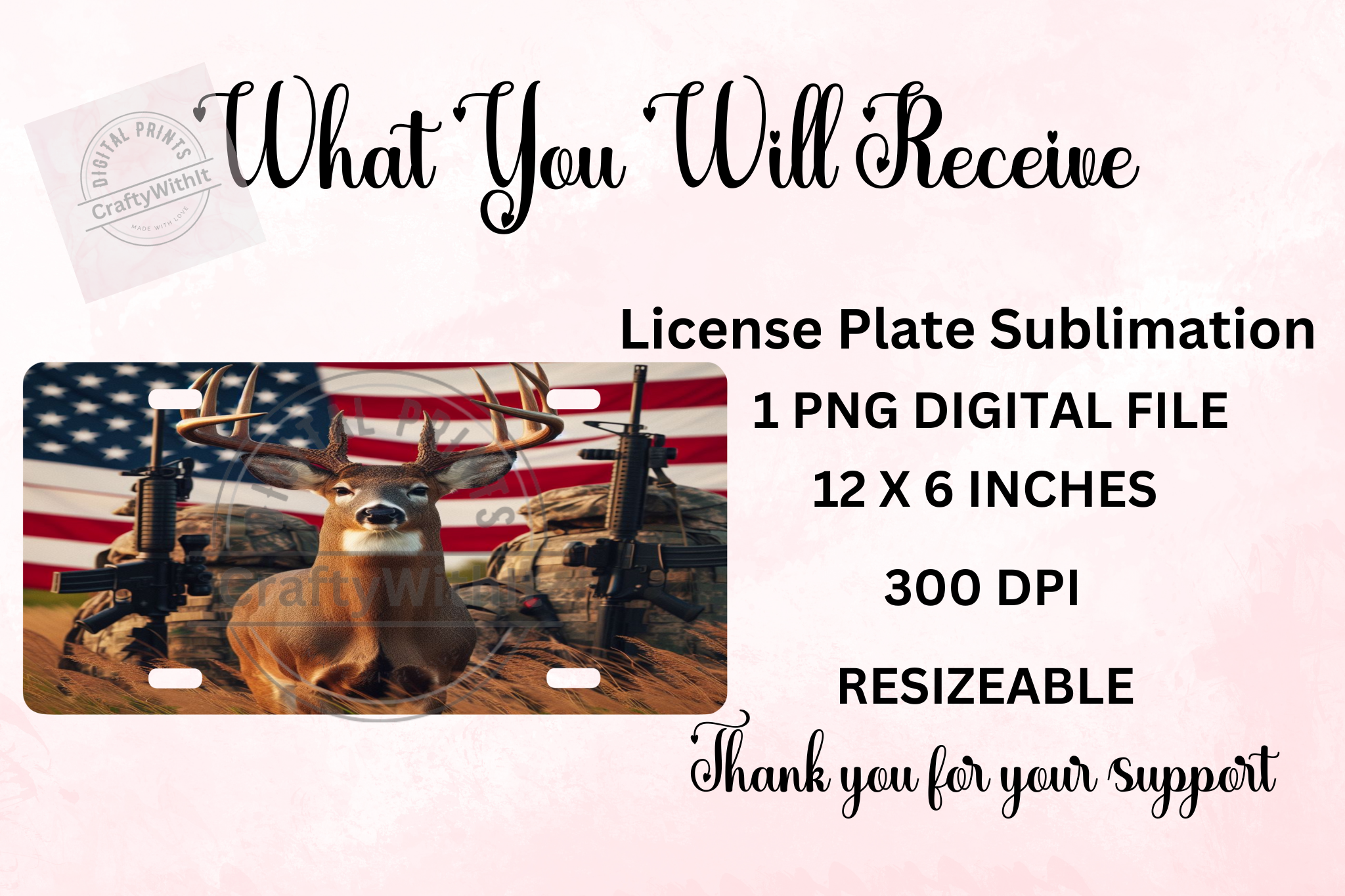 Deer Hunting License Plate - Digital Download