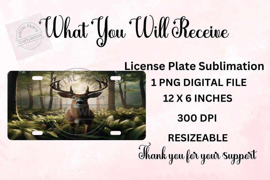 Buck In The Forest - License Plate Digital Download