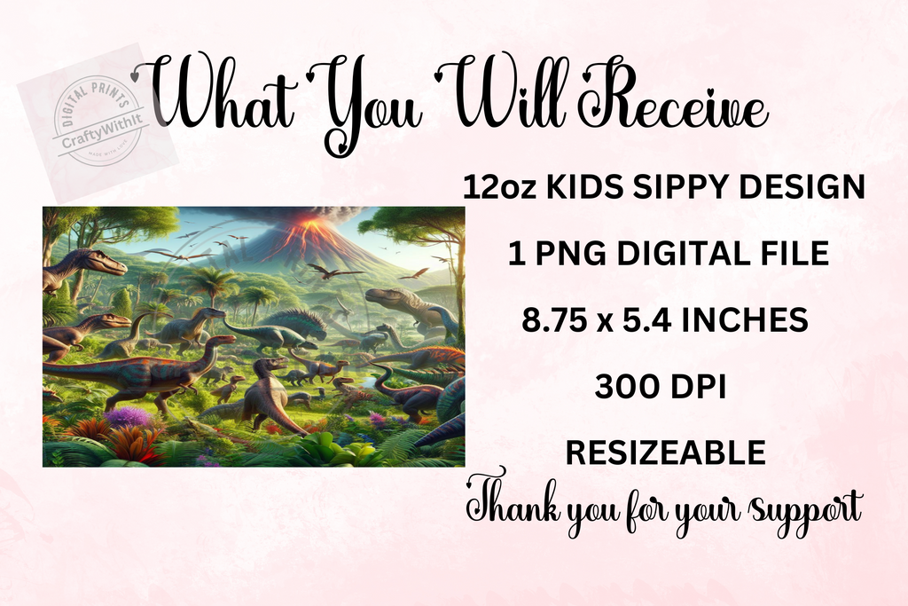 Dinosaur 12oz - Kids Sippy Digital Download