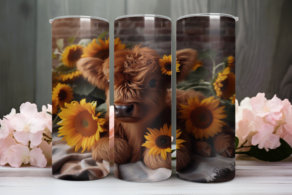Highland Cow Sunflower  - Tumbler Digital Download