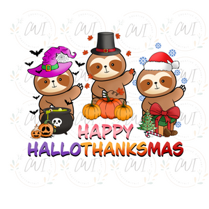 Happy Hallothanksmas Sloth - DTF Transfer