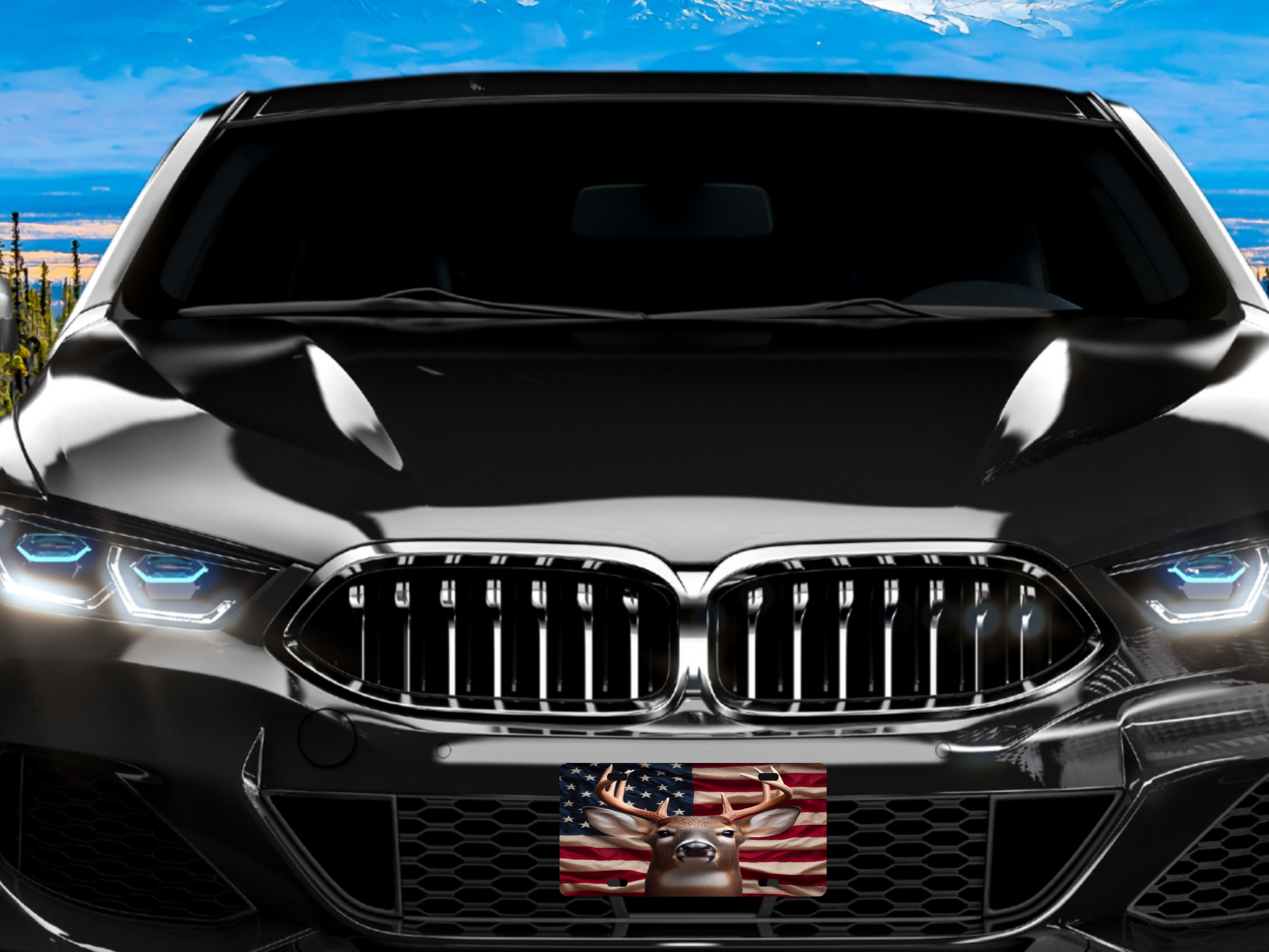 Buck With American Flag License Plate - Digital Download