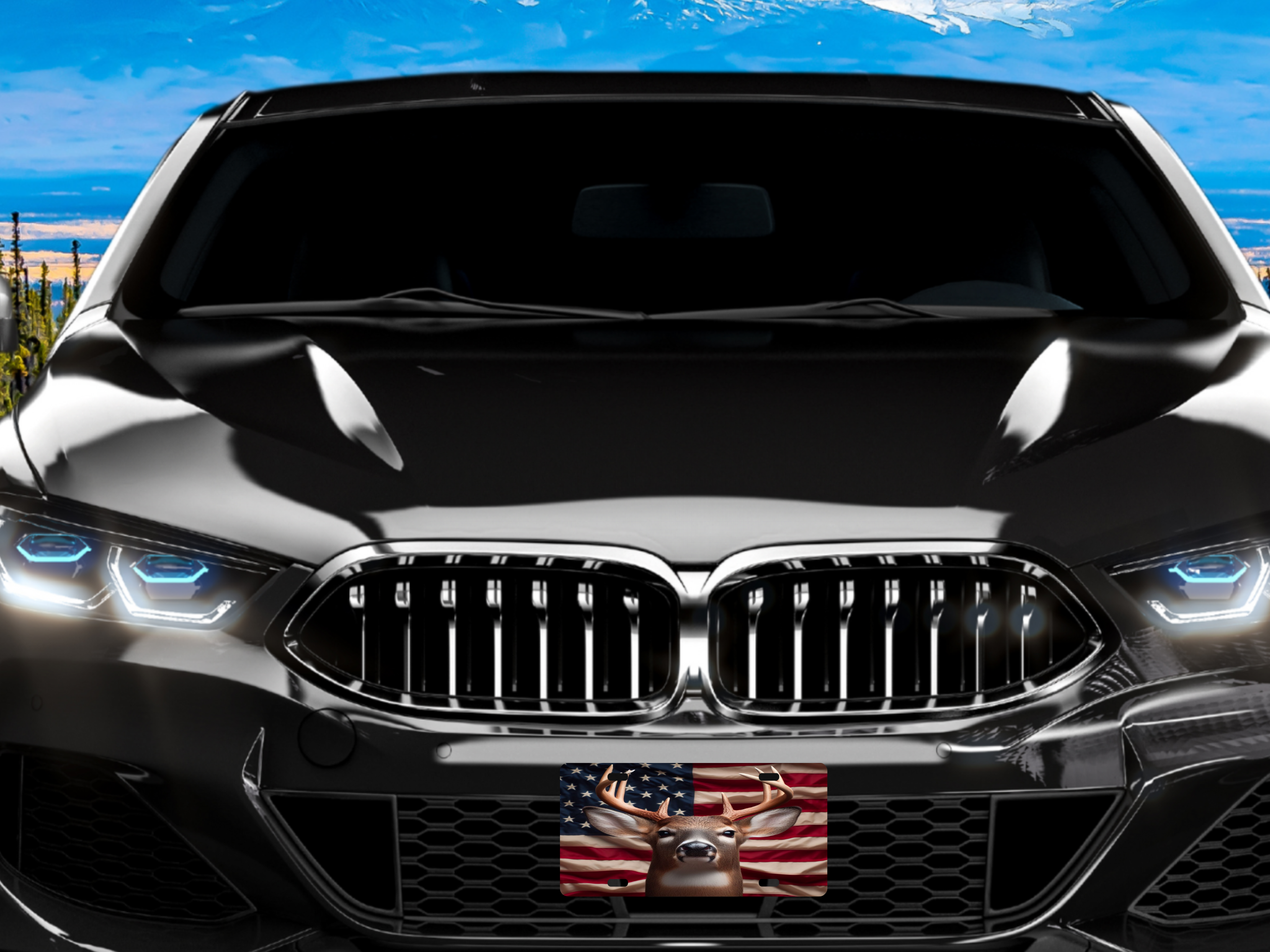 Buck With American Flag - License Plate Digital Download