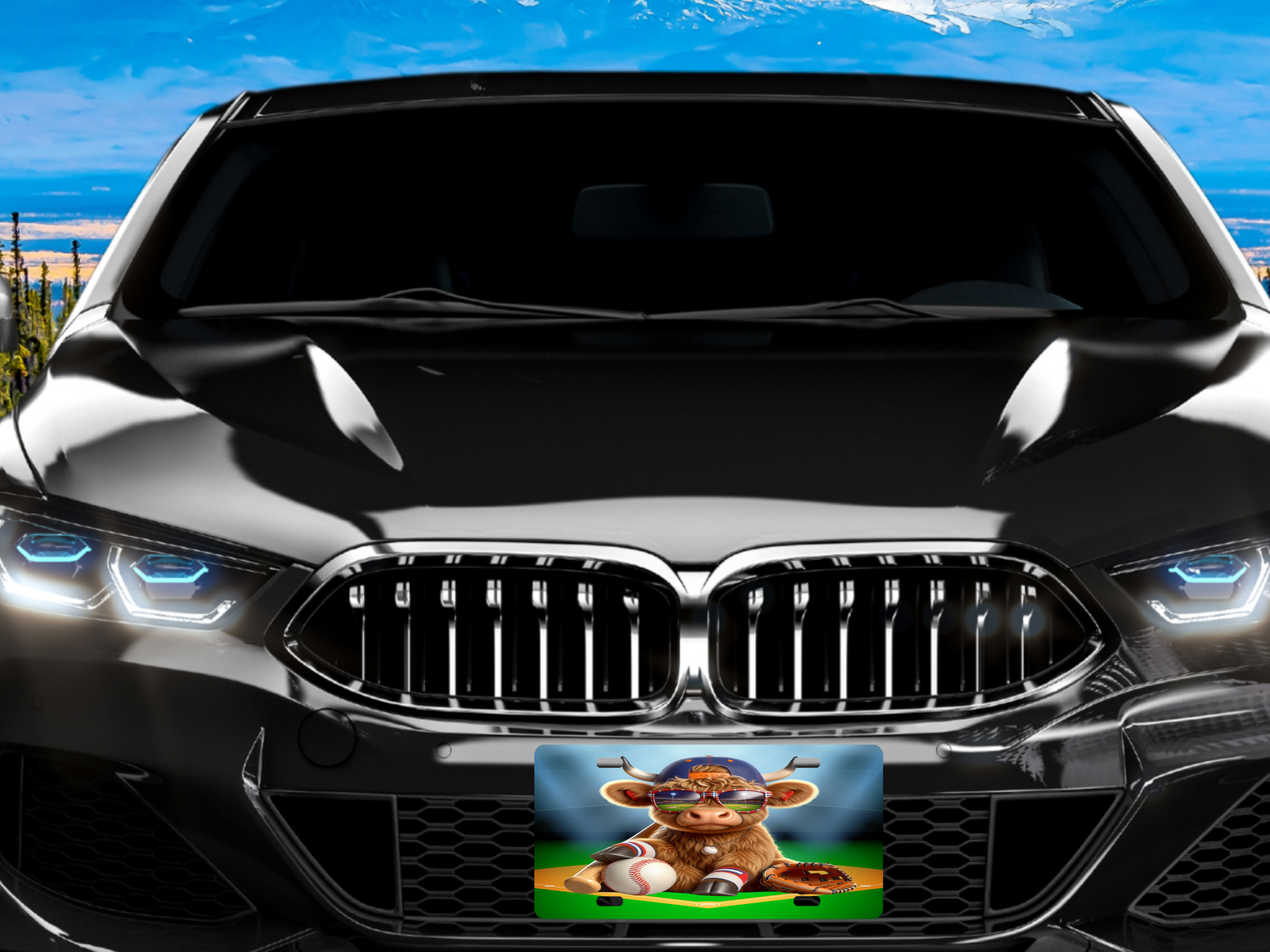 Highland Cow Baseball 2 License Plate - Digital Download