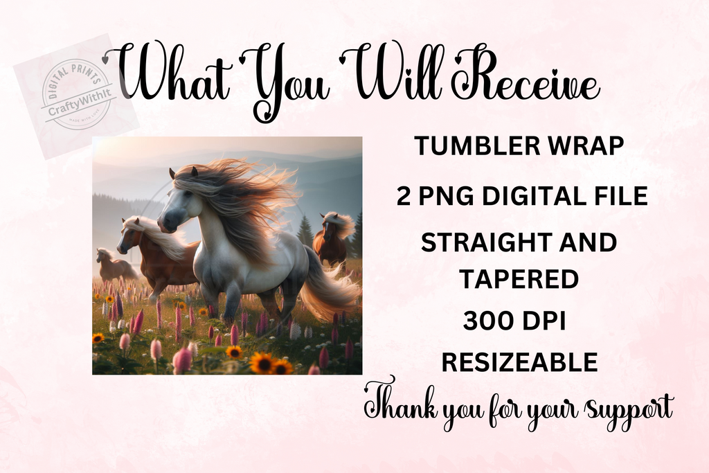Horses Running In Meadow - Tumbler Digital Download