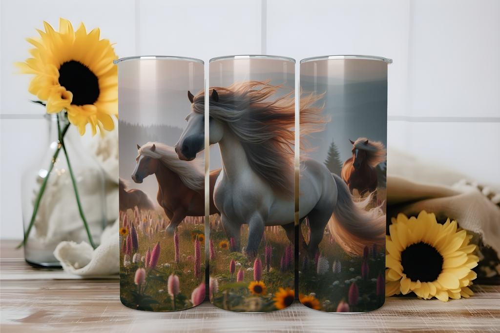 Horses Running In Meadow - Tumbler Digital Download