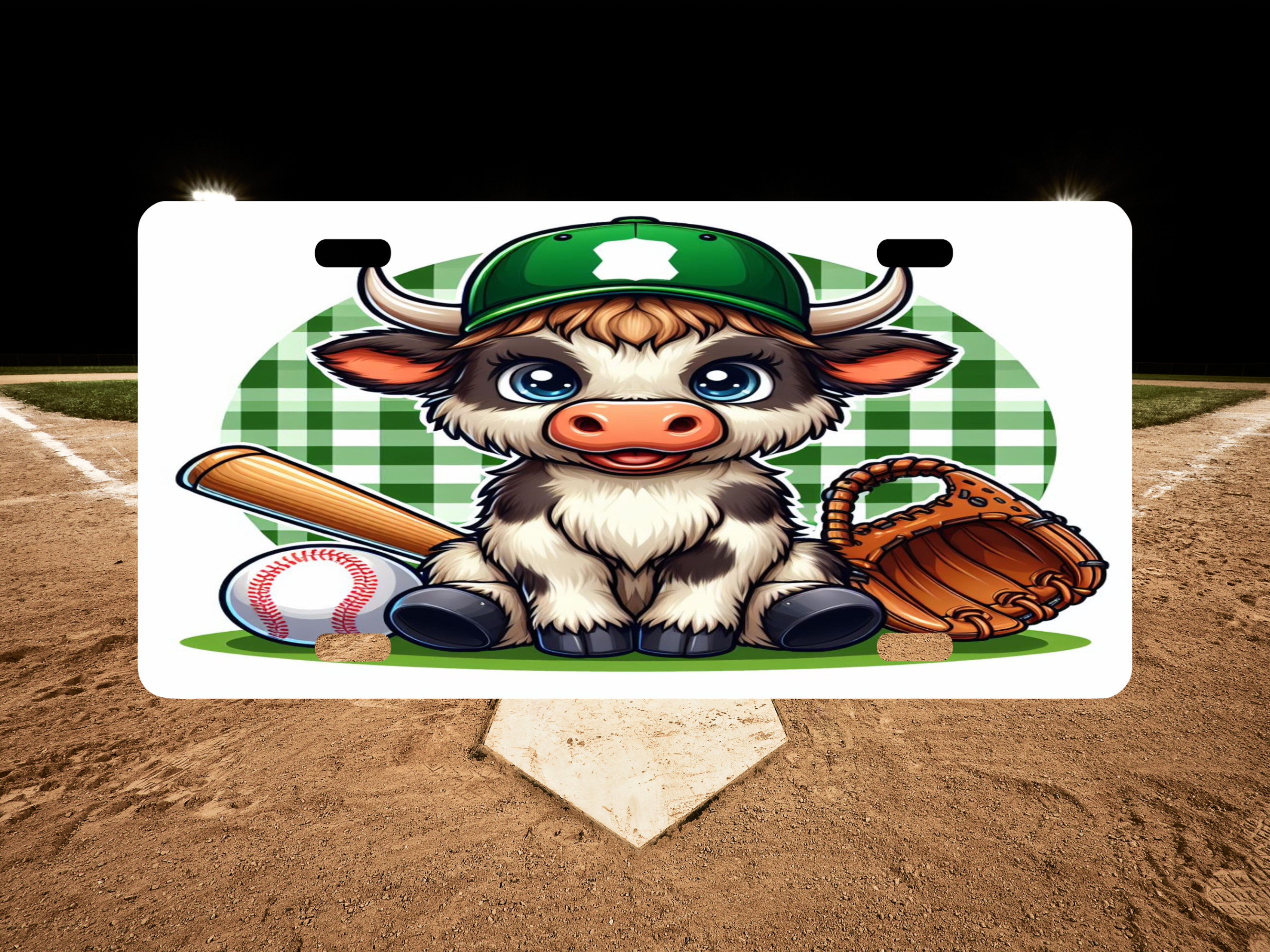 Highland Cow Baseball 1 License Plate - Digital Download