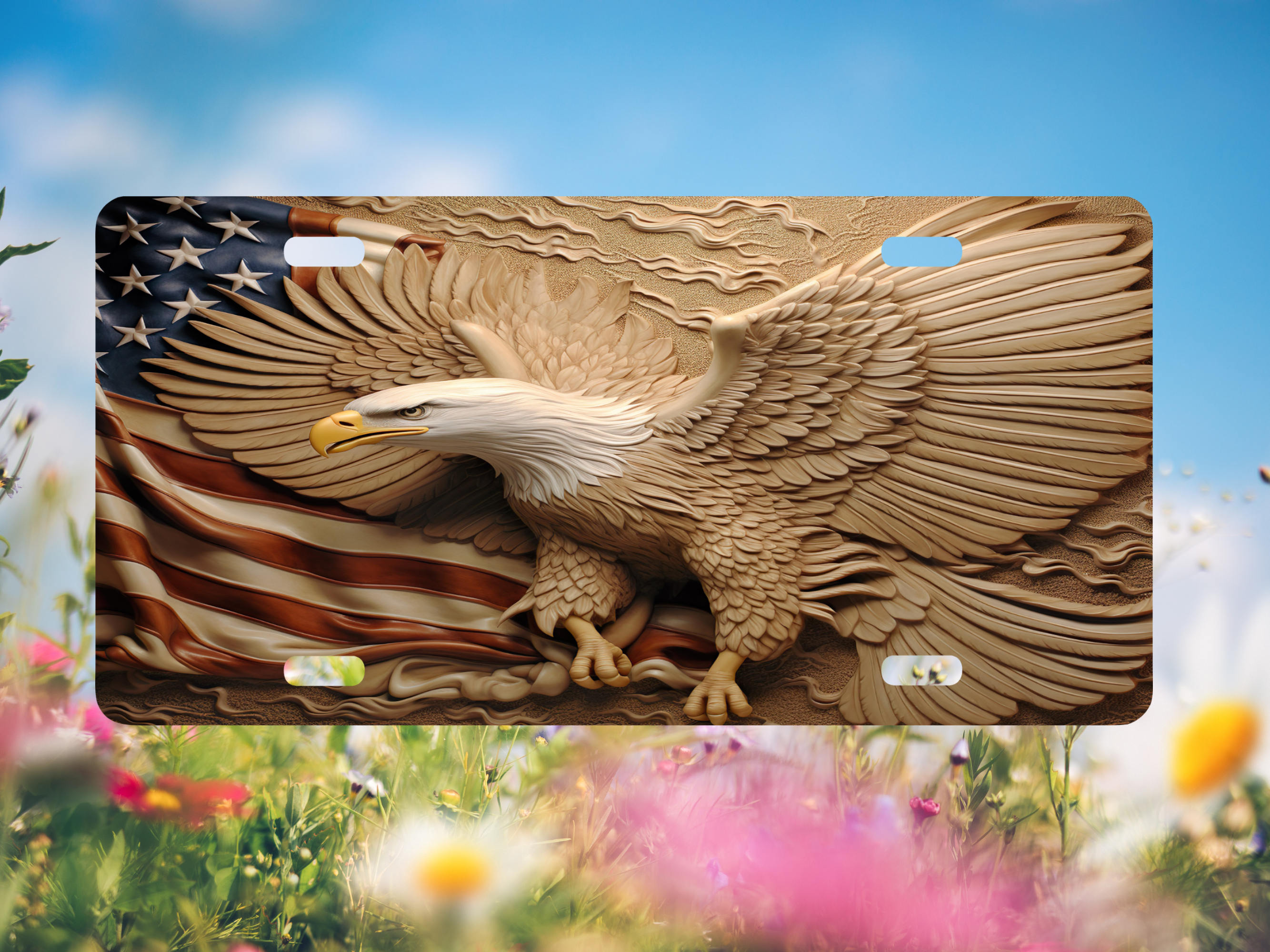 Bald Eagle With American Flag License Plate - Digital Download