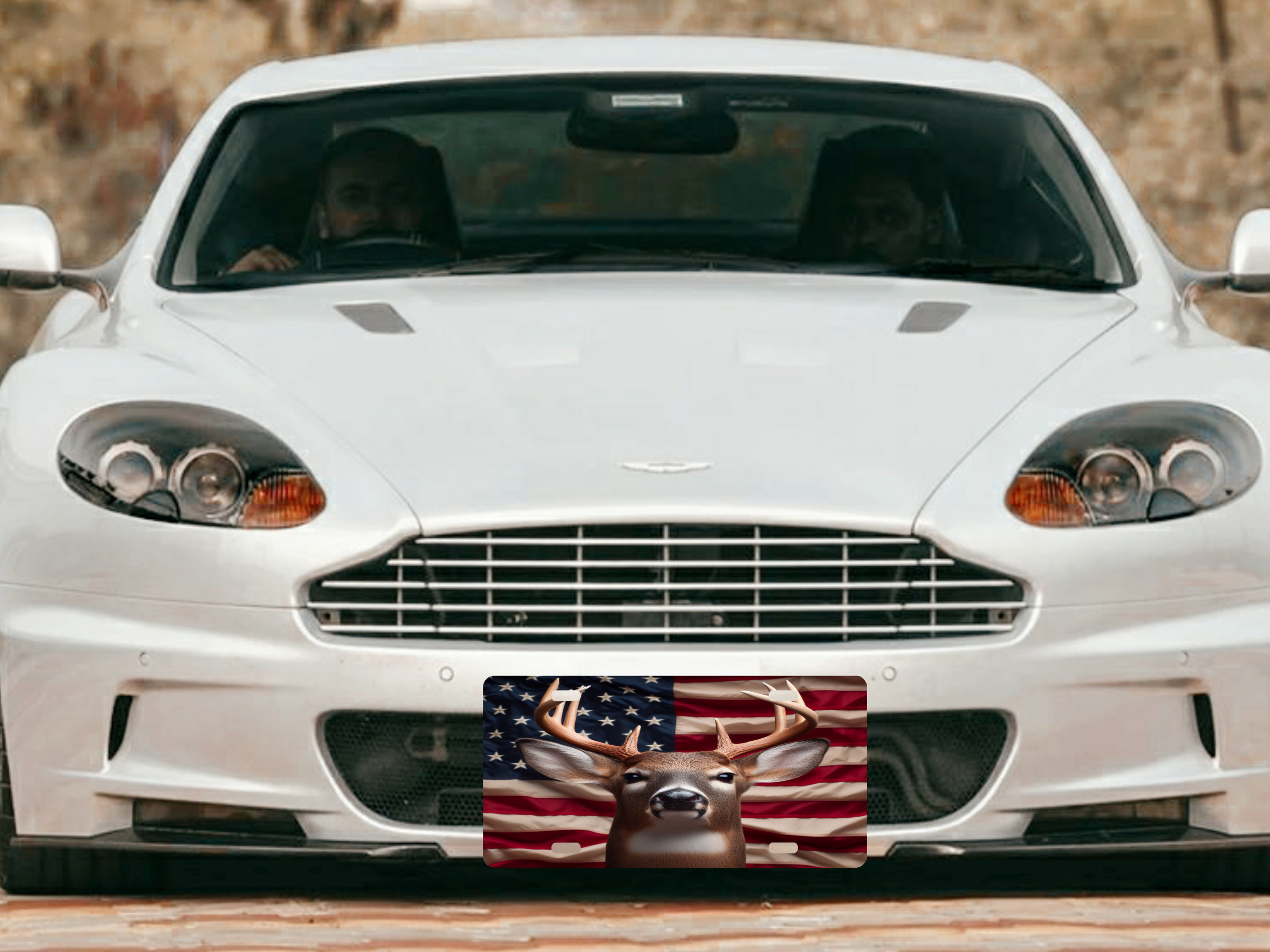 Buck With American Flag - License Plate Digital Download
