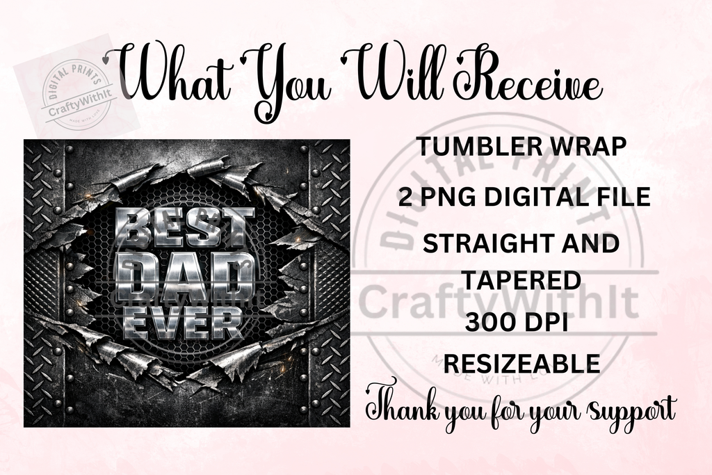 Best Dad Industrial Metal - Tumbler Digital Download