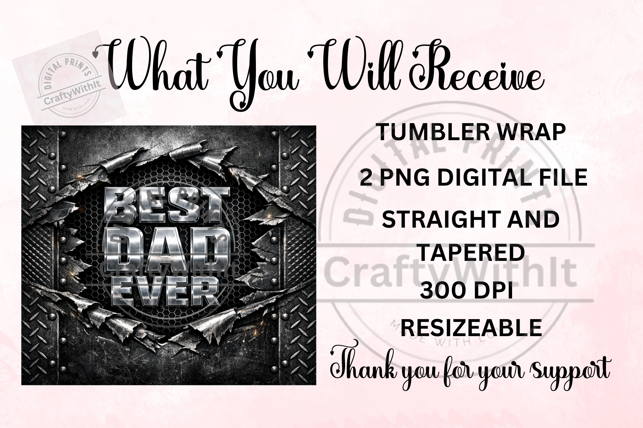 Best Dad Industrial Metal - Tumbler Digital Download