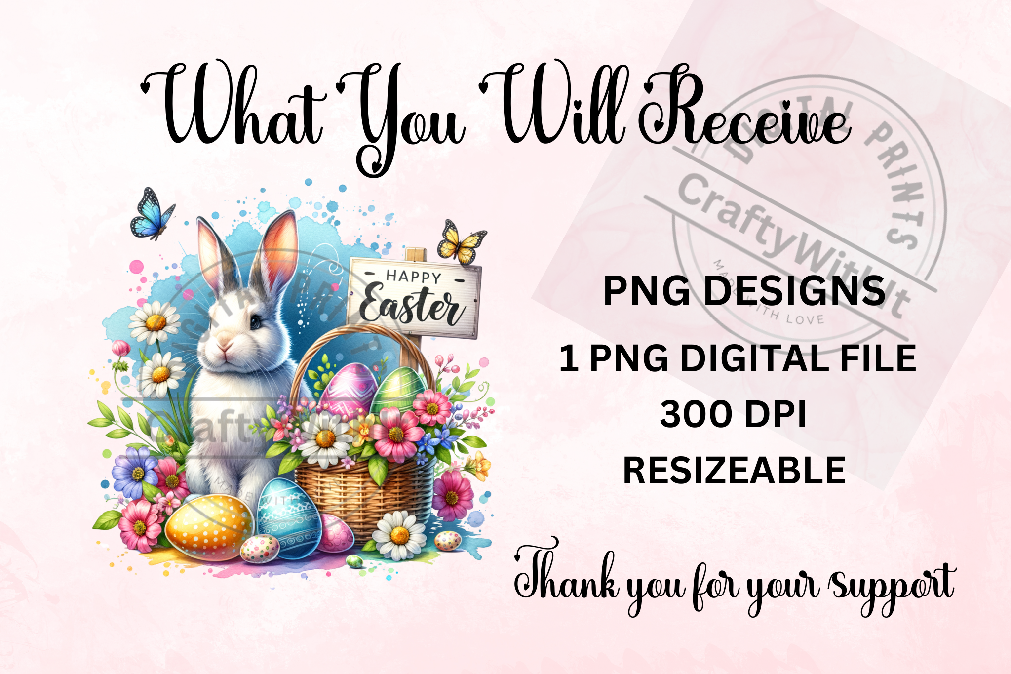 Easter Rabbit Sublimation PNG  - Digital Download