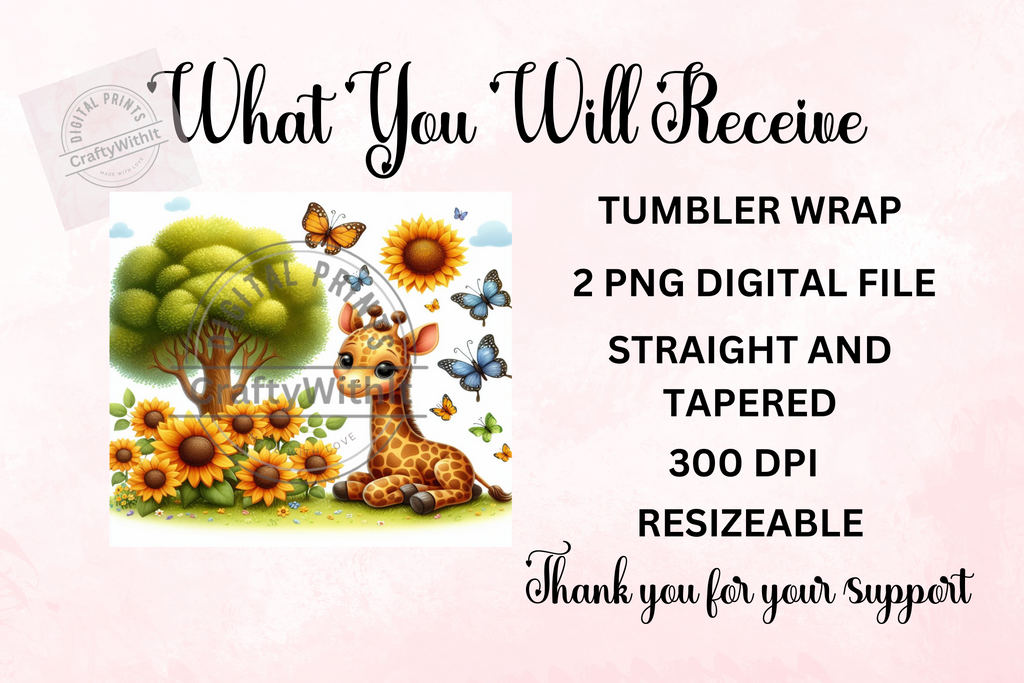Giraffe's Sunflower 2 - Tumbler Digital Download