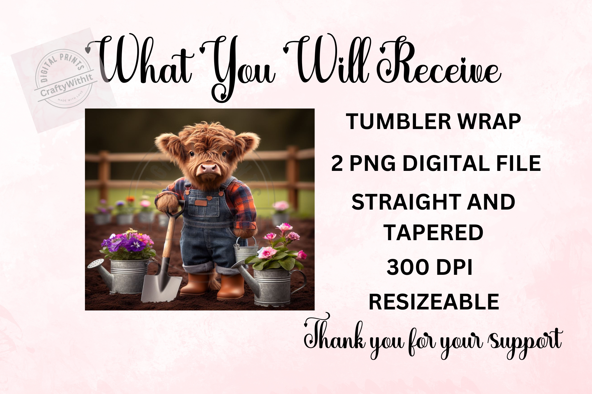 Highland Cow Gardner - Tumbler Digital Download