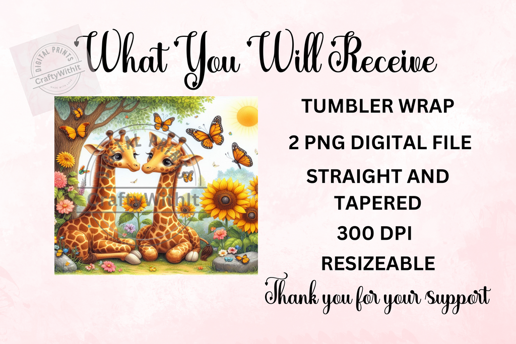 Giraffe's Sunflower - Tumbler Digital Download
