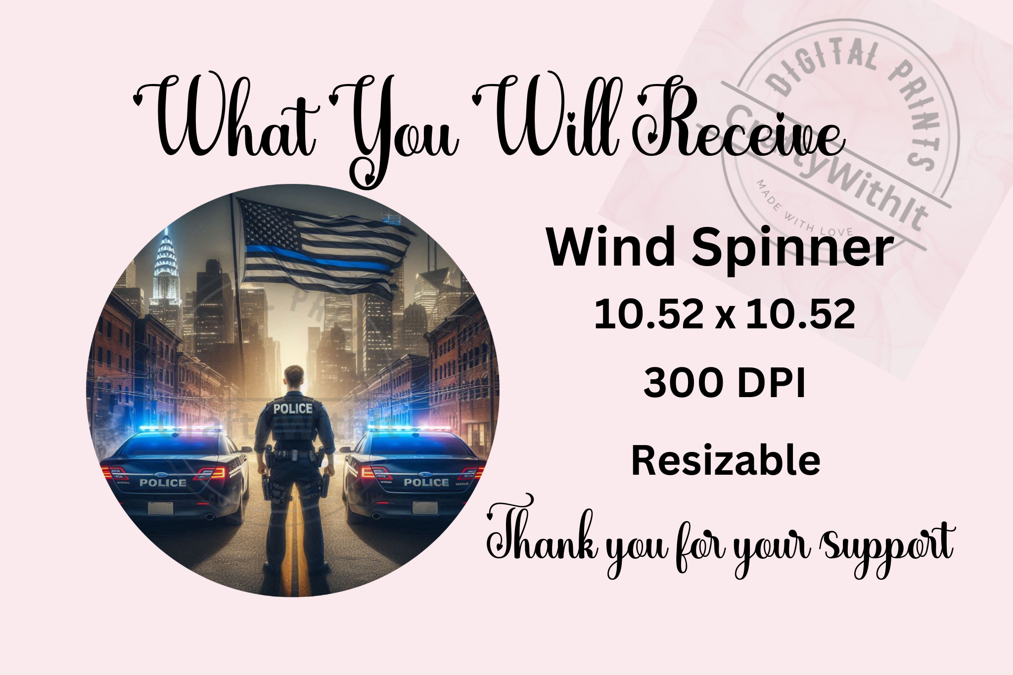 Thin Blue Line - Wind Spinner Digital Download