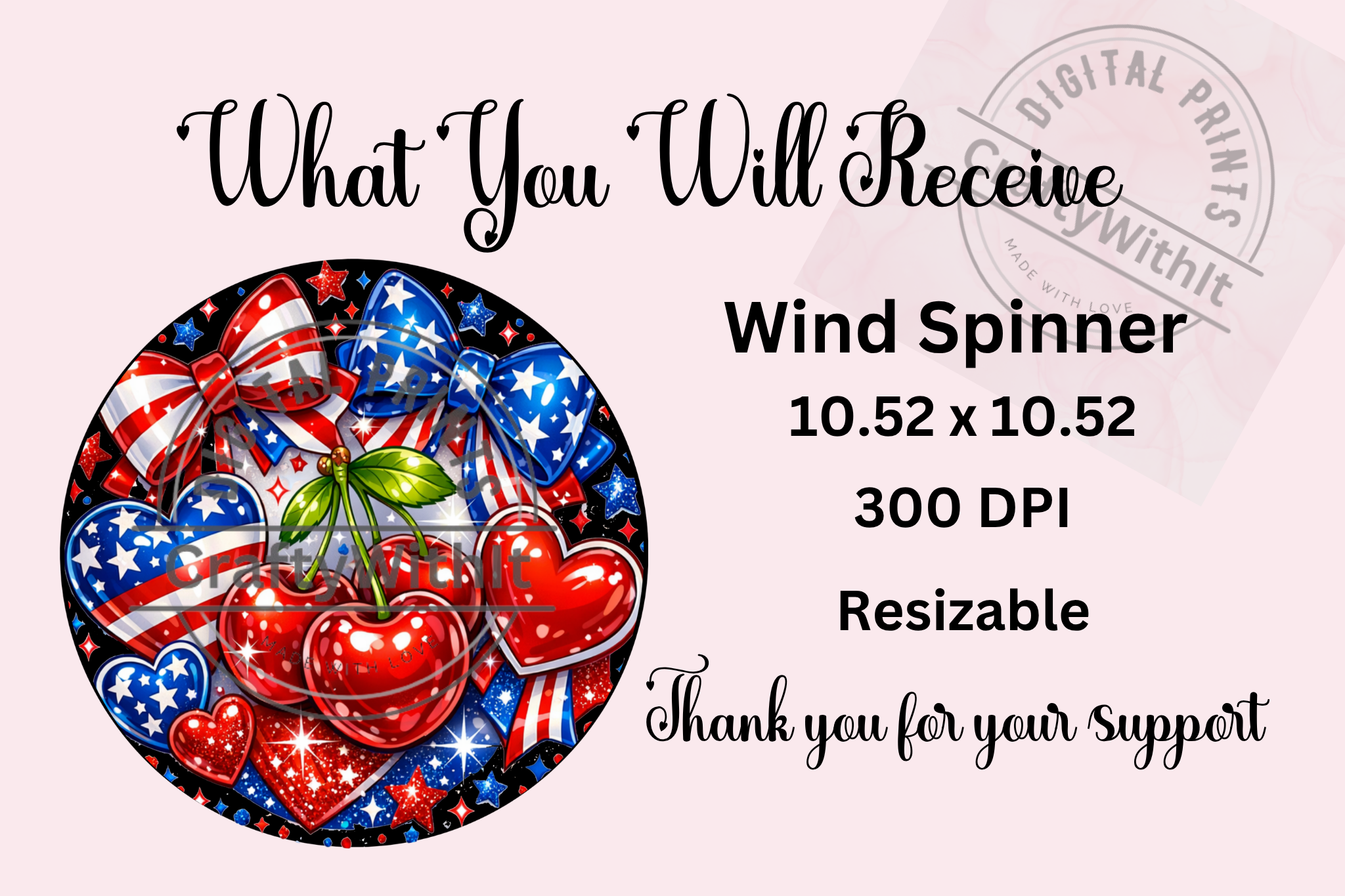 Patriotic Cherry - Wind Spinner Digital Download