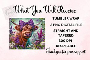 Highland Cow Purple Wildflower 2 - Digital Download