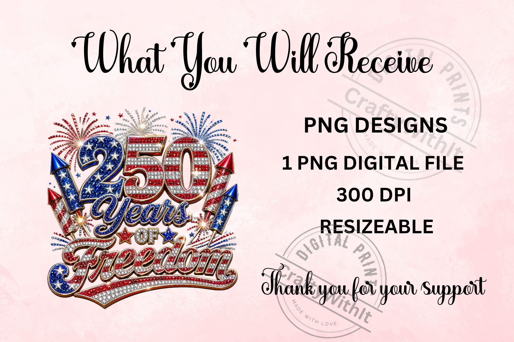 250 Years Of Freedom - PNG Digital Download