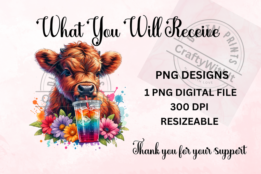 Highland Cow Loaded Tea - PNG Digital Download