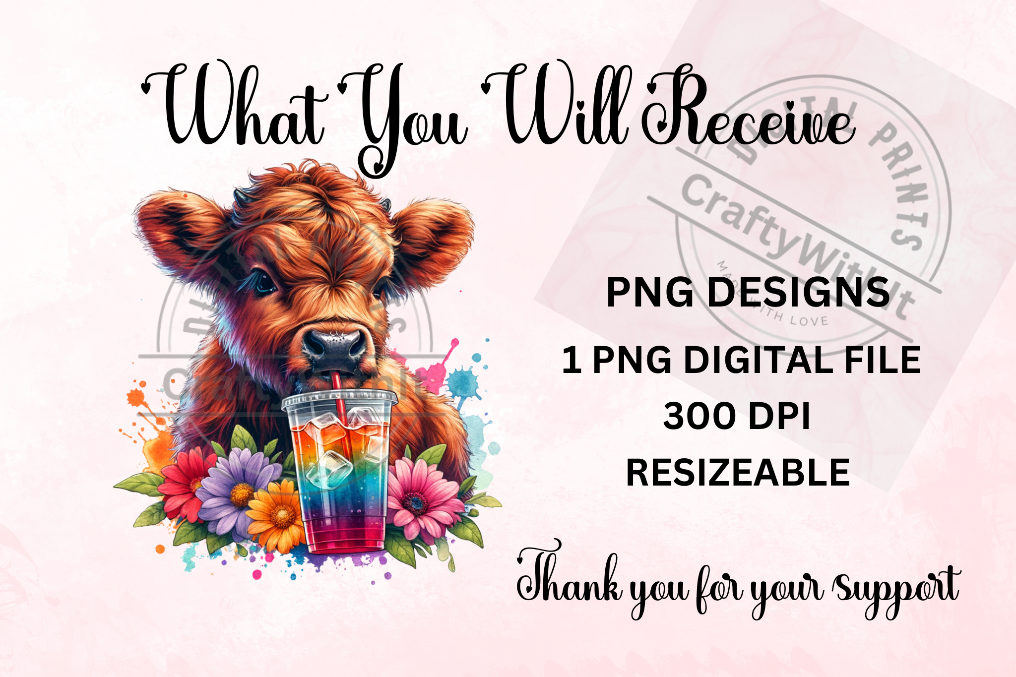 Highland Cow Loaded Tea - PNG Digital Download
