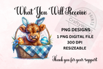 Load image into Gallery viewer, Highland Cow Easter Sublimation PNG  - Digital Download
