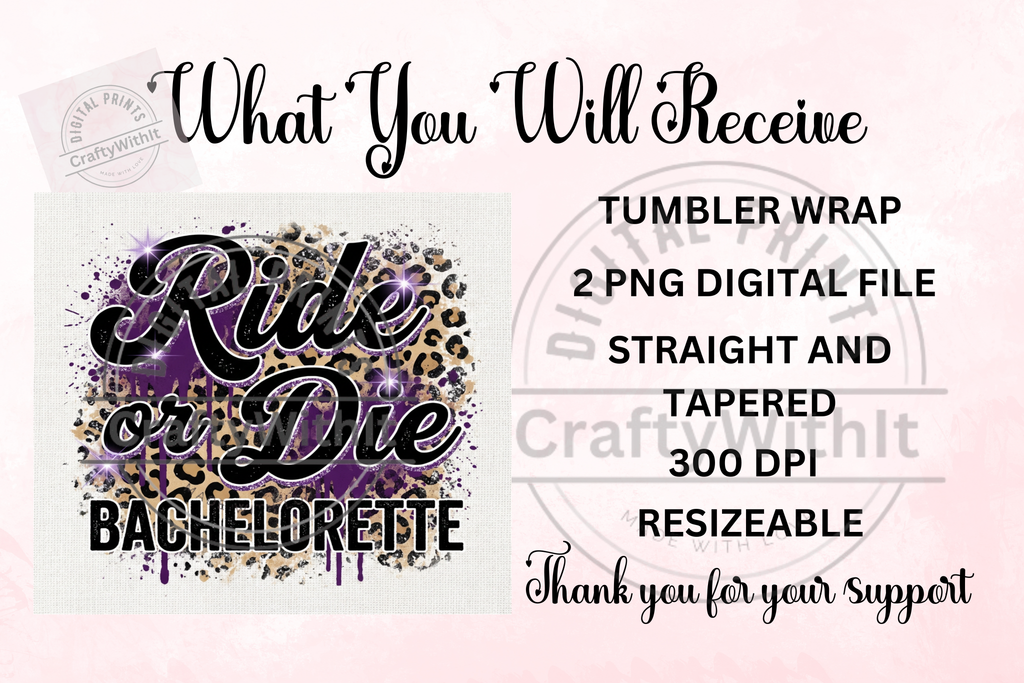 Ride or Die Purple Leopard - Tumbler Digital Download