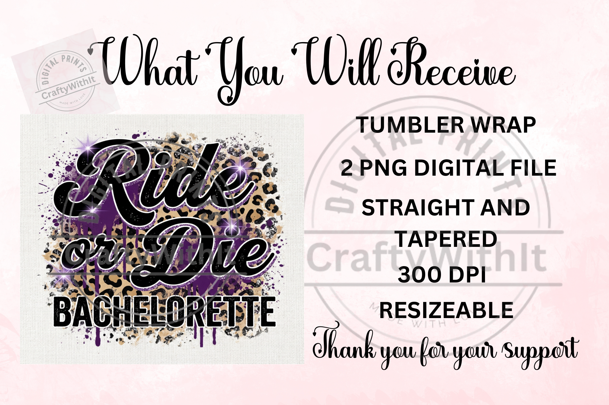 Ride or Die Purple Leopard - Tumbler Digital Download
