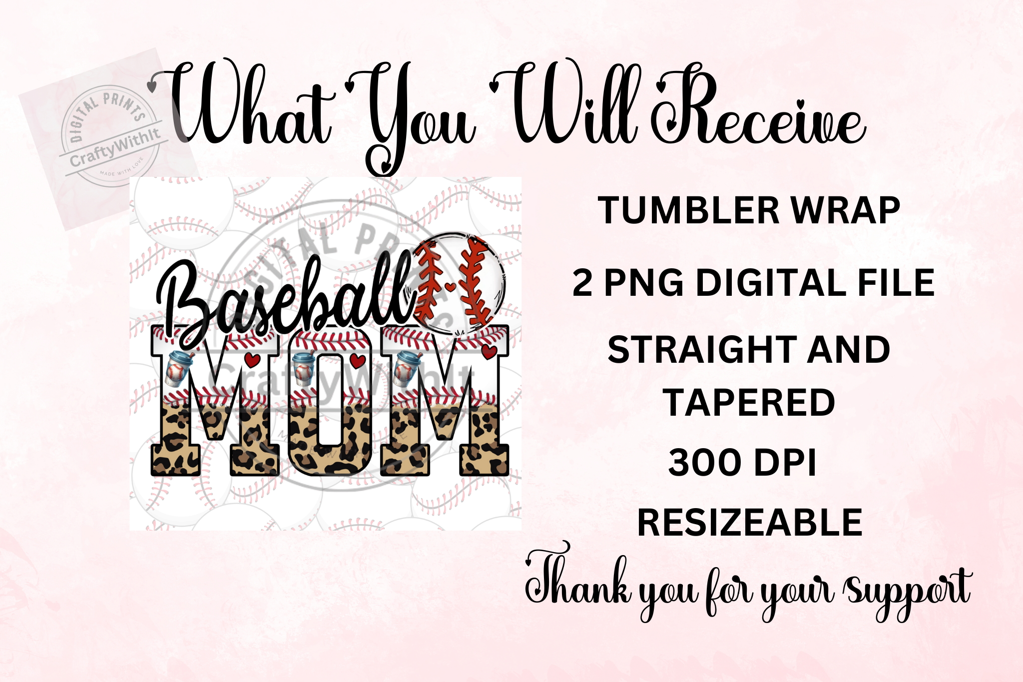 Baseball Mom Tumbler - Digital Download