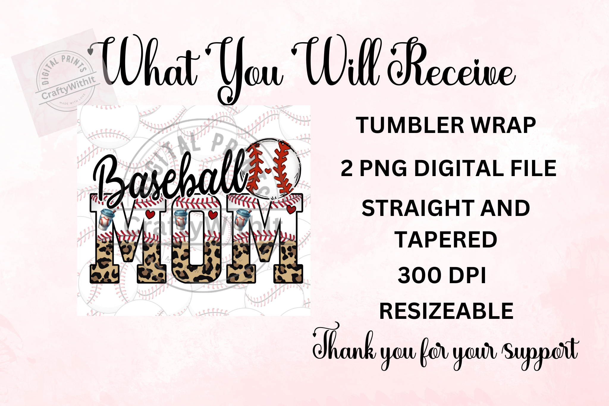 Baseball Mom Tumbler - Tumbler Digital Download