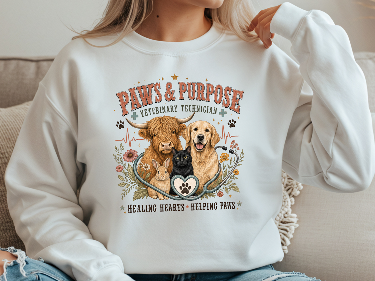 Paws & Purpose Veterinary Technician DTF Transfer - Youth/Adult Direct To Film Transfer