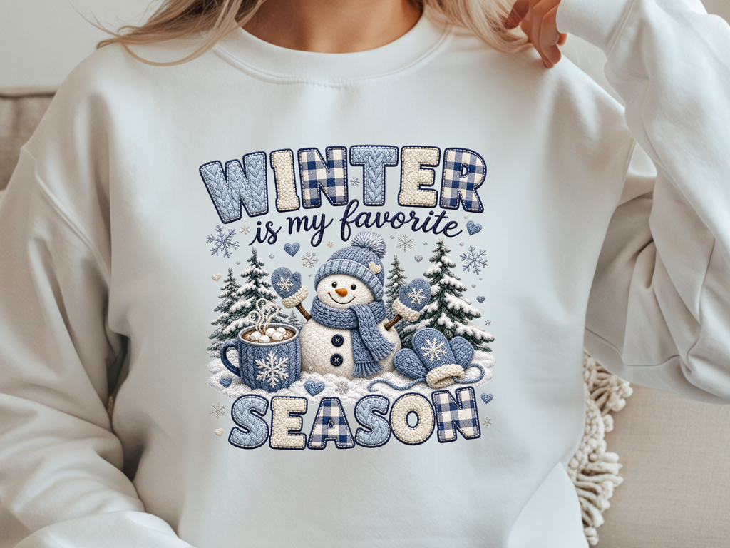 Winter Is My Favorite Season Blue Snowman - Youth/Adult Direct To Film Transfer