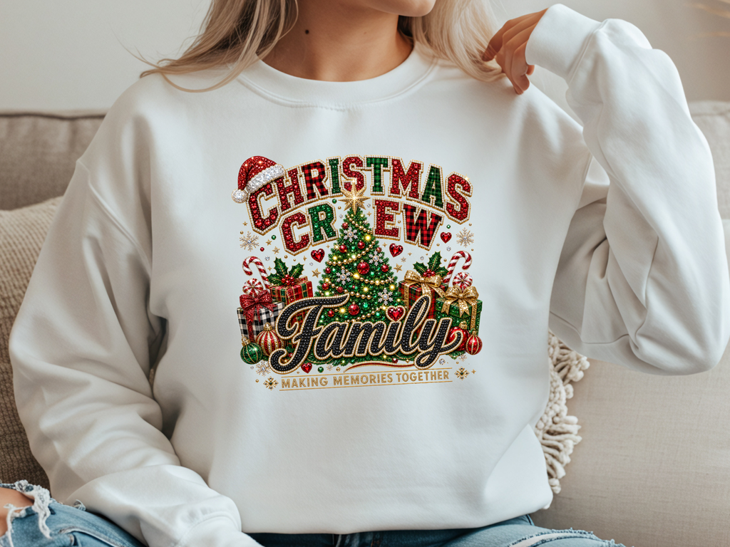 Christmas Crew Family Faux Rhinestone DTF Transfer - Youth/Adult Direct To Film Transfer (Copy)