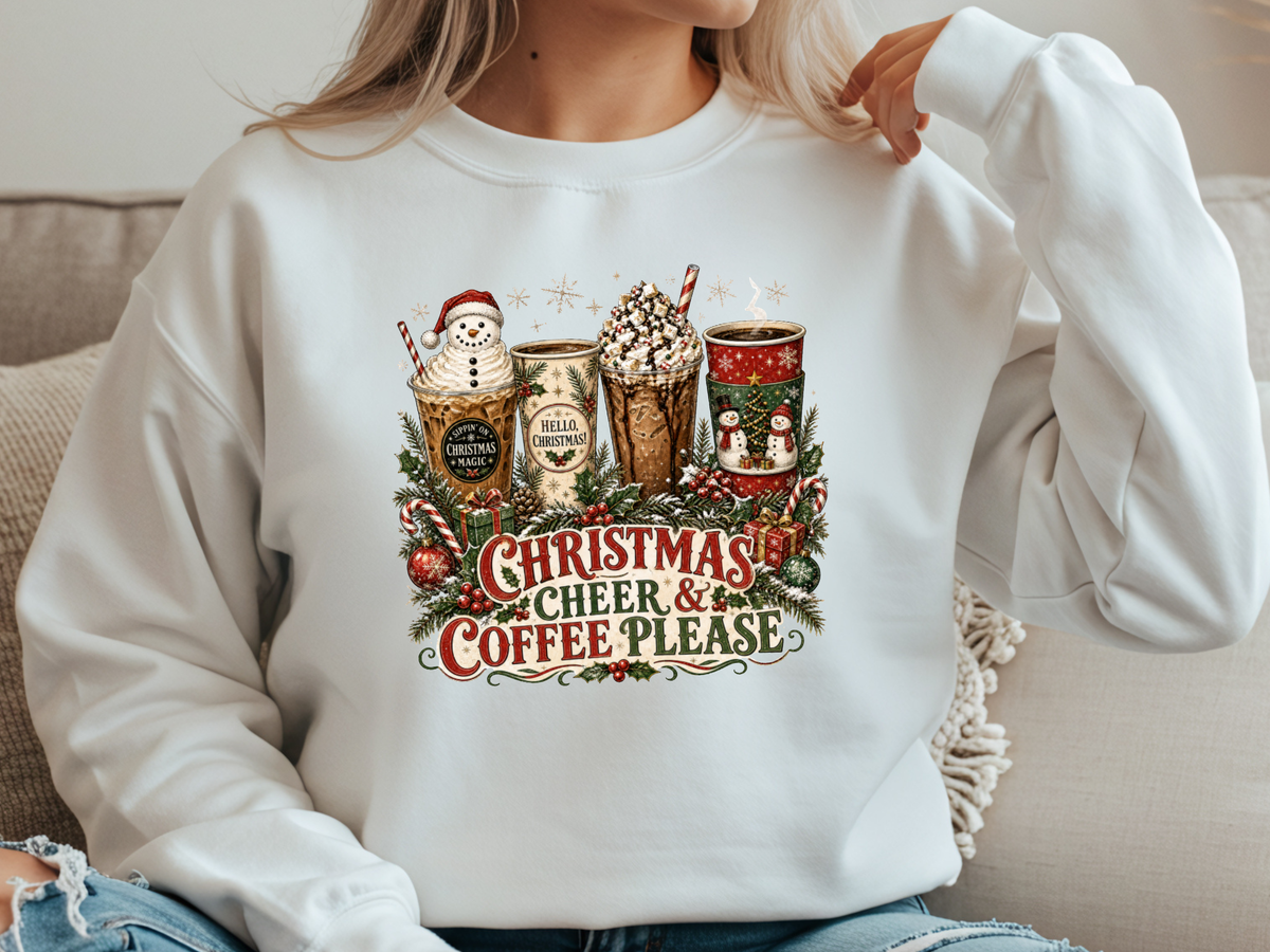 Christmas Cheer and Coffee Please DTF Transfer - Youth/Adult Direct To Film Transfer