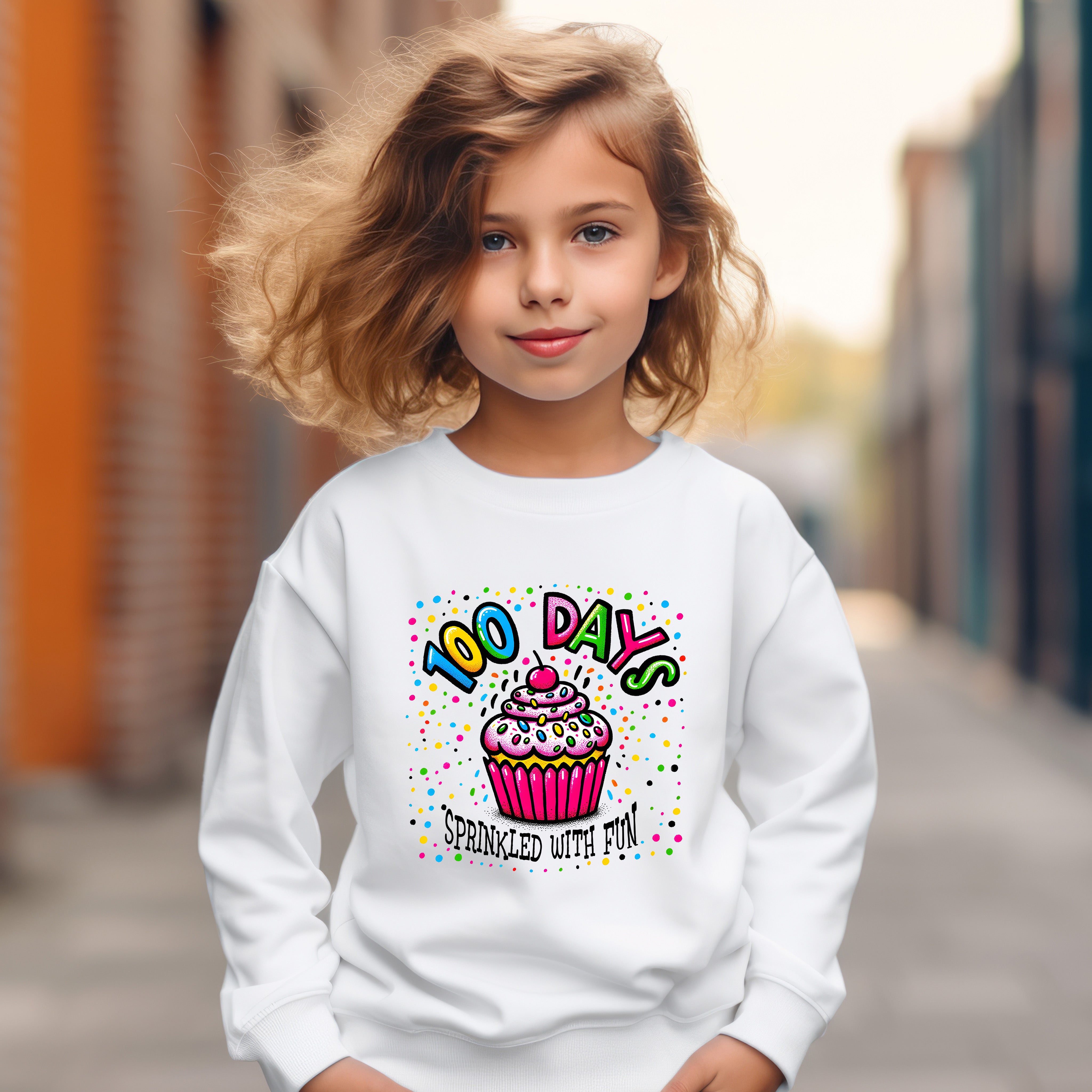 School - 100 Days Of School With Cupcake Youth Crewneck / Hoodie