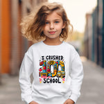 Load image into Gallery viewer, School - I Crushed 100 Days Of School Youth Crewneck / Hoodie
