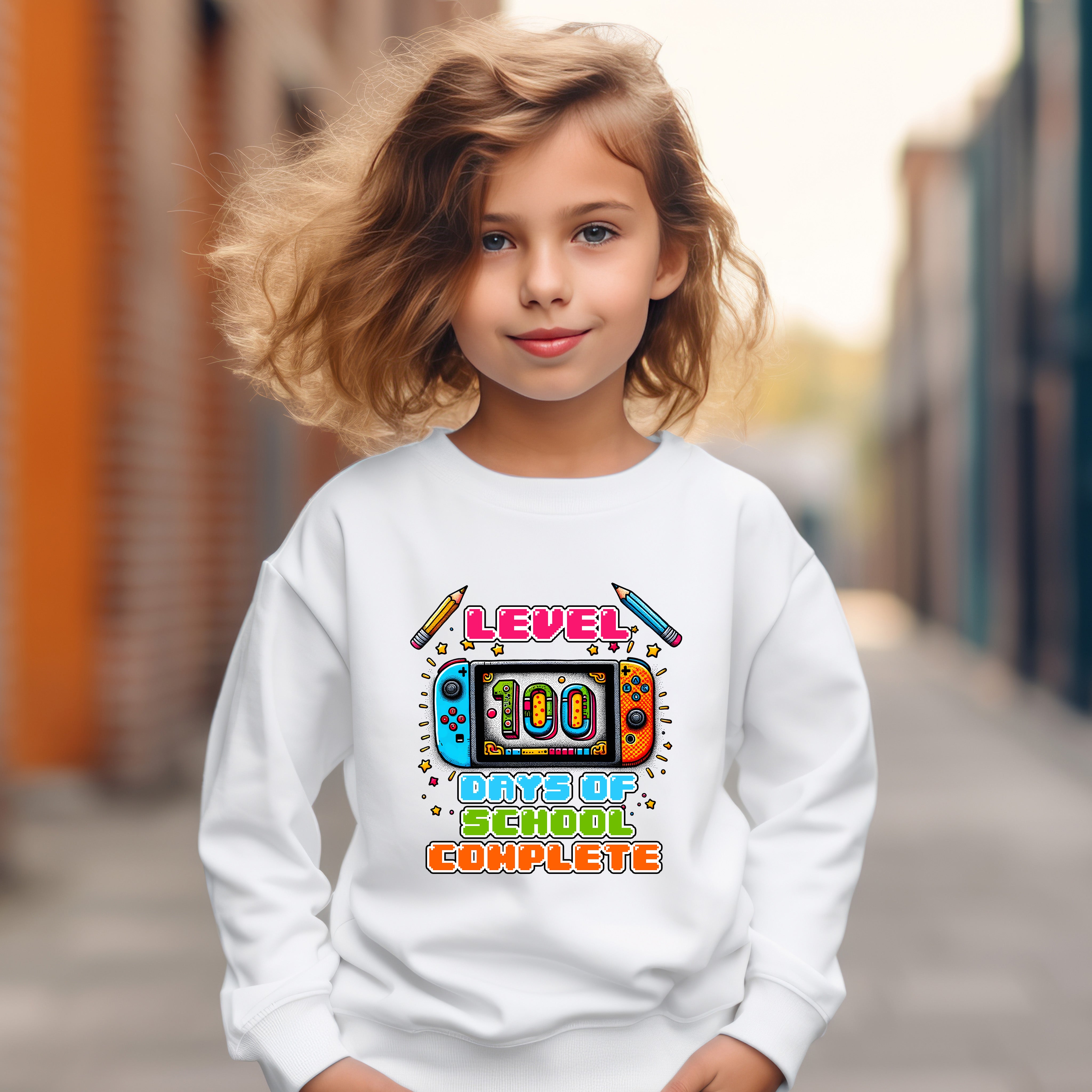 School - Level Up 100 Days Of School Youth Crewneck / Hoodie