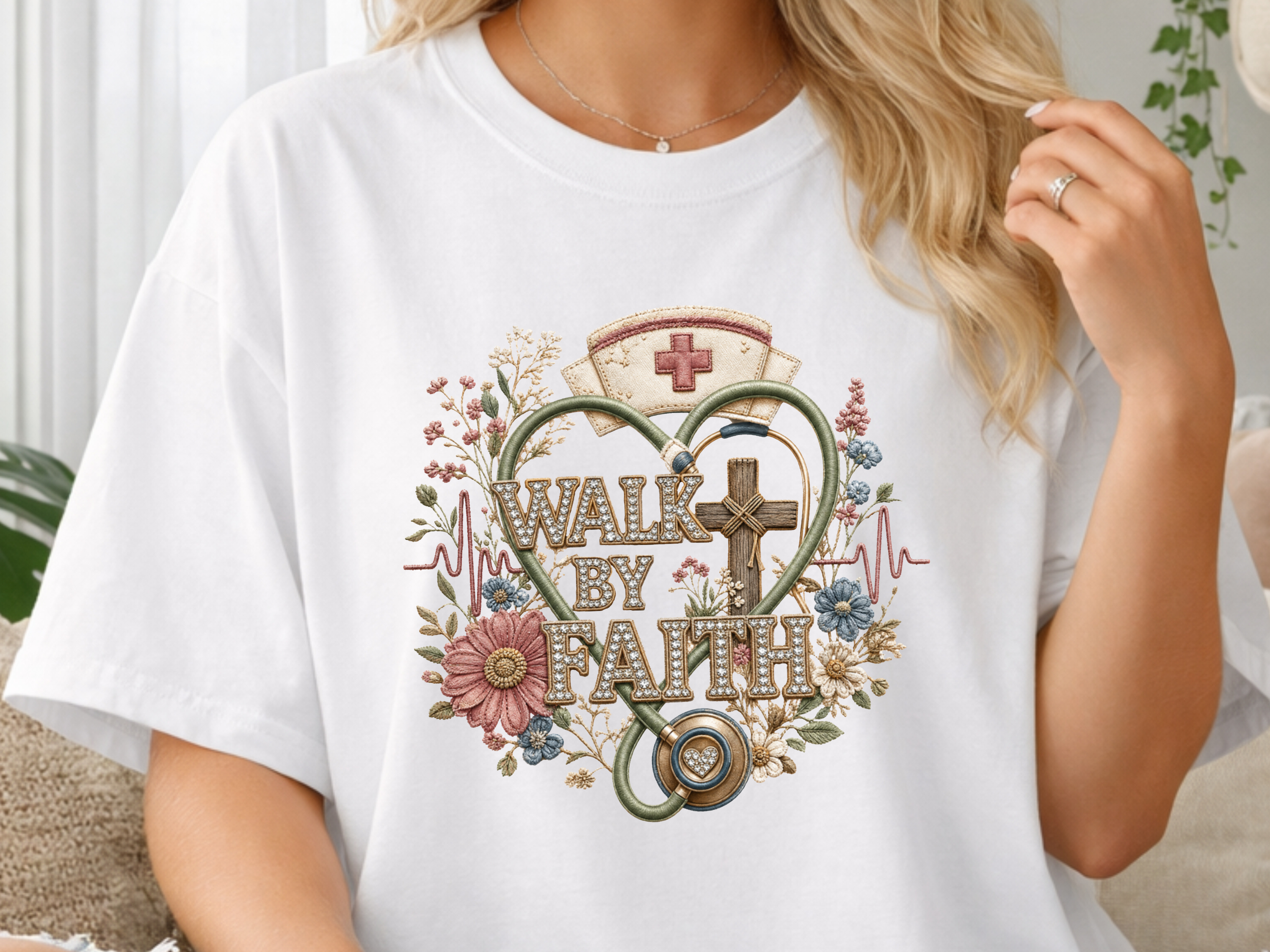 Walk By Faith Nurse DTF Transfer - Youth/Adult Direct To Film Transfer