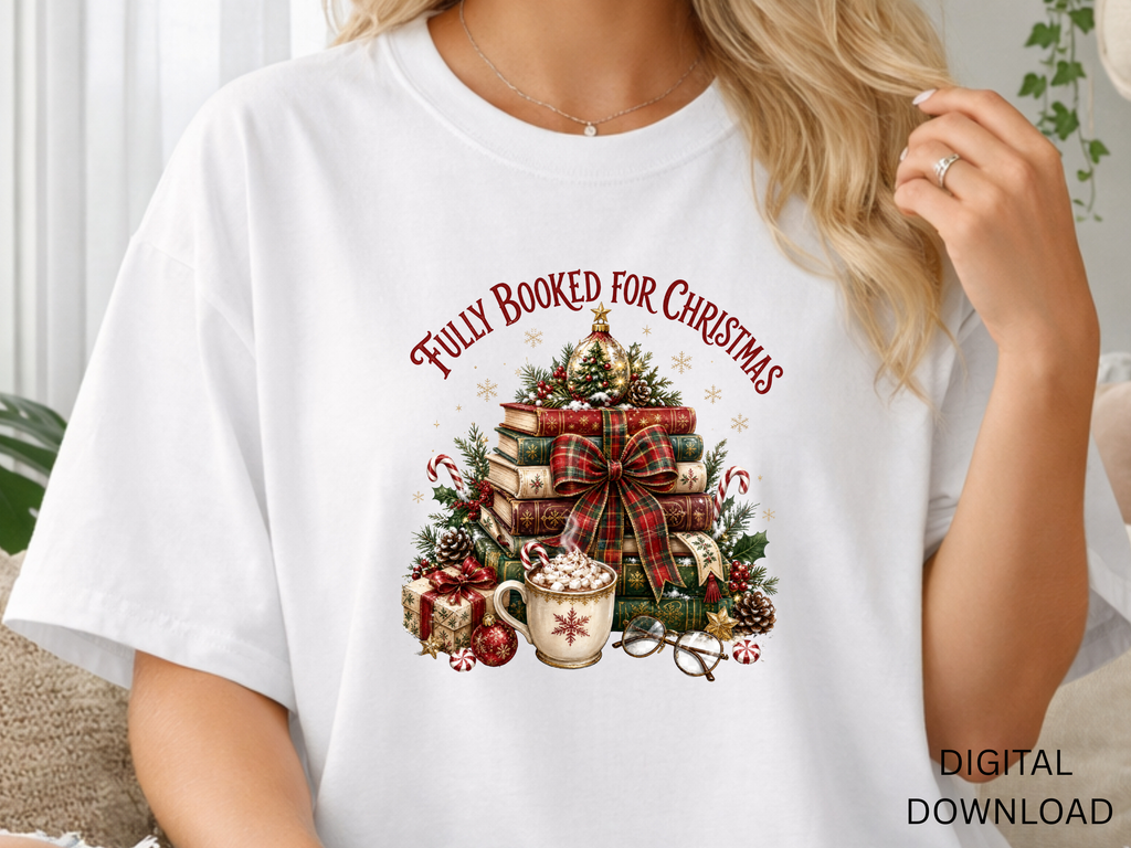 Fully Booked for Christmas Book Lover- PNG Digital Download