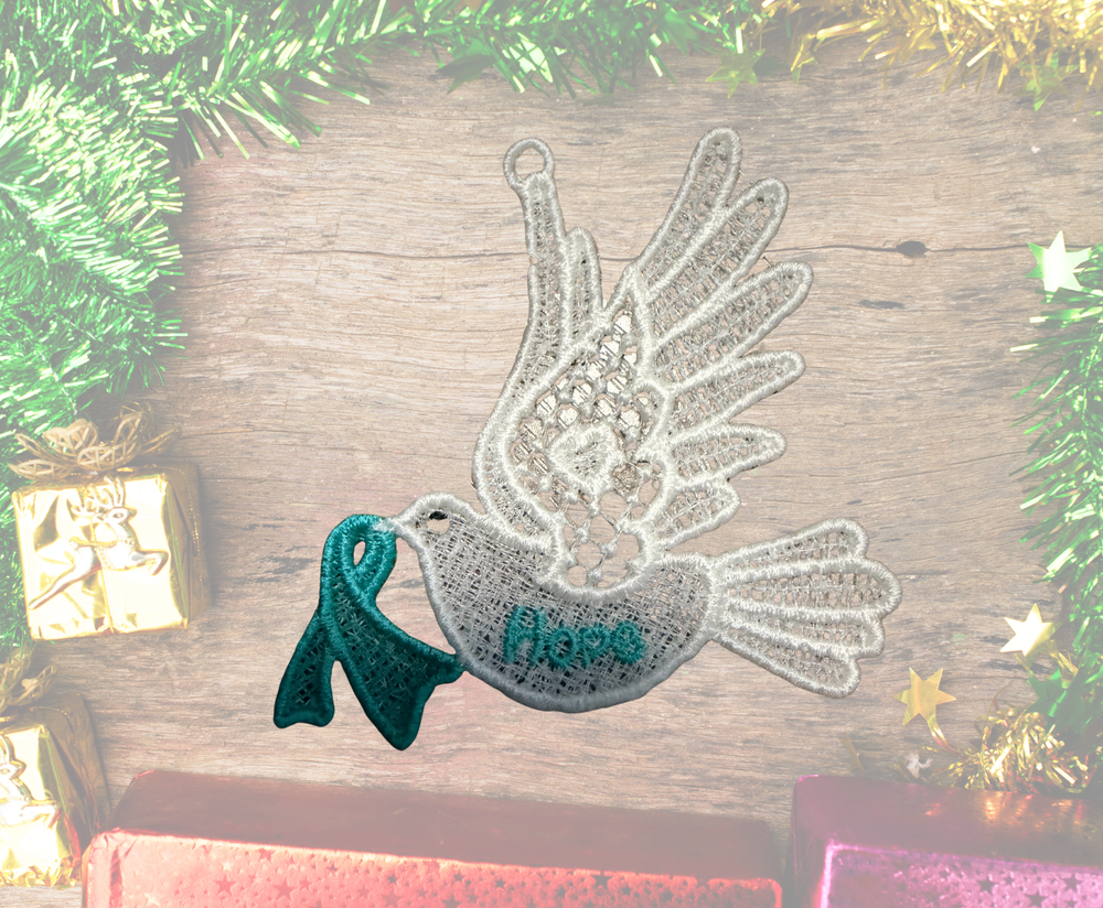 Dove Cancer Ornament - Embroidery
